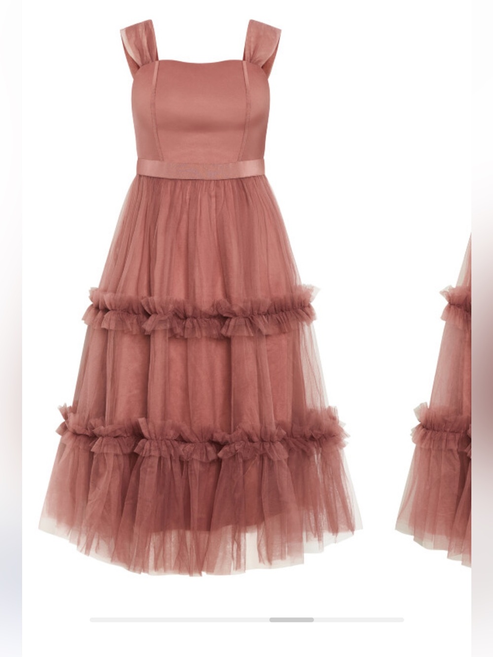City Chic Dusty Rose Ruffle Tulle Midi Dress - Picture 2 of 4